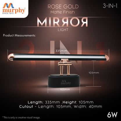Murphy 6W 3-IN-1 Rose Gold Finish Mirror Light