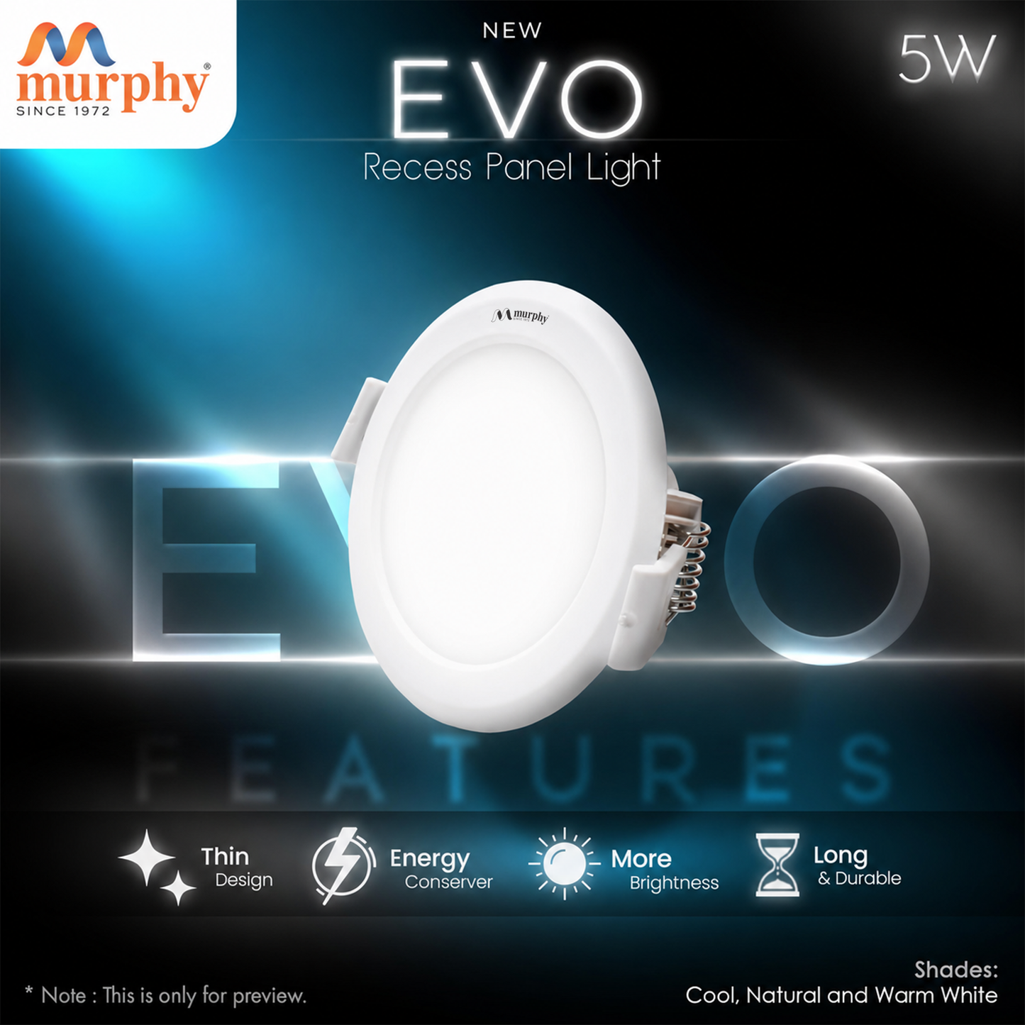 Murphy 5W Evo Round Recess Panel Light