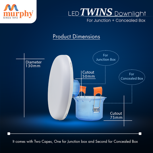 Murphy 12W+12W Twins LED Double Color Concealed+Junction Box Down Light