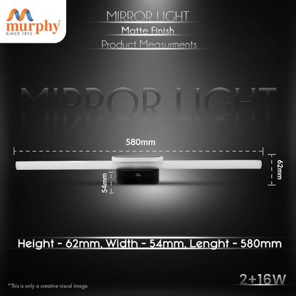 Murphy 16+2W 2FT 3-IN-1 Colour Black Finish Mirror Twins Light
