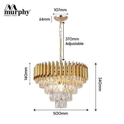 Murphy Golden Mamba Crystal Pendant Light | Luxury Chandelier | Crystal Tube Design | Premium Ceiling Light