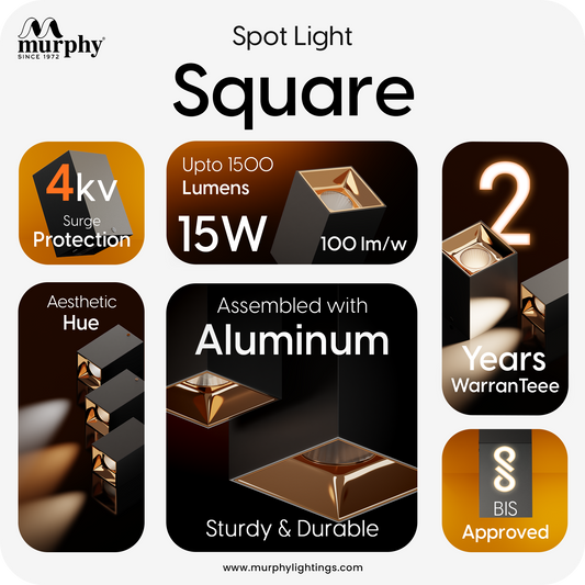 Murphy 15W Square Cylindrical Shape Surface Mounted COB Spot Downlight