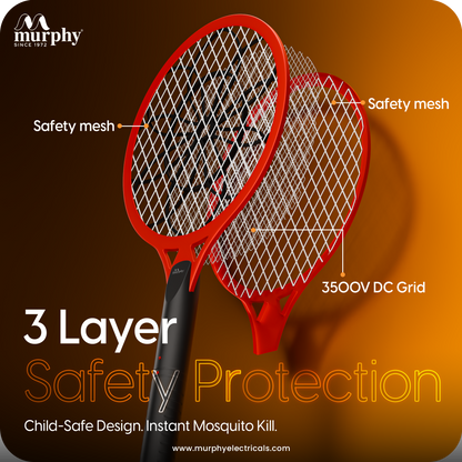 Murphy Anti Mosquito Racket with LED Torch | Rechargeable Electric Mosquito Bat | High Power Insect Killer Racket | 6 Months Warranty | Made in India