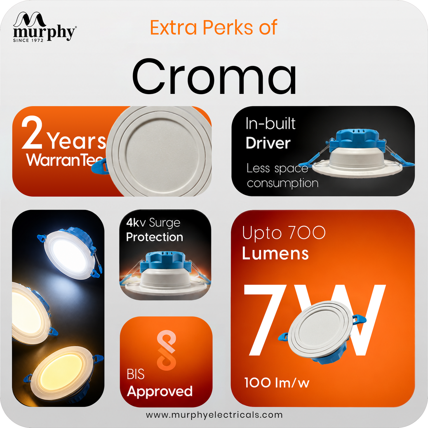 Murphy 7W Croma LED Concealed Box Down Light