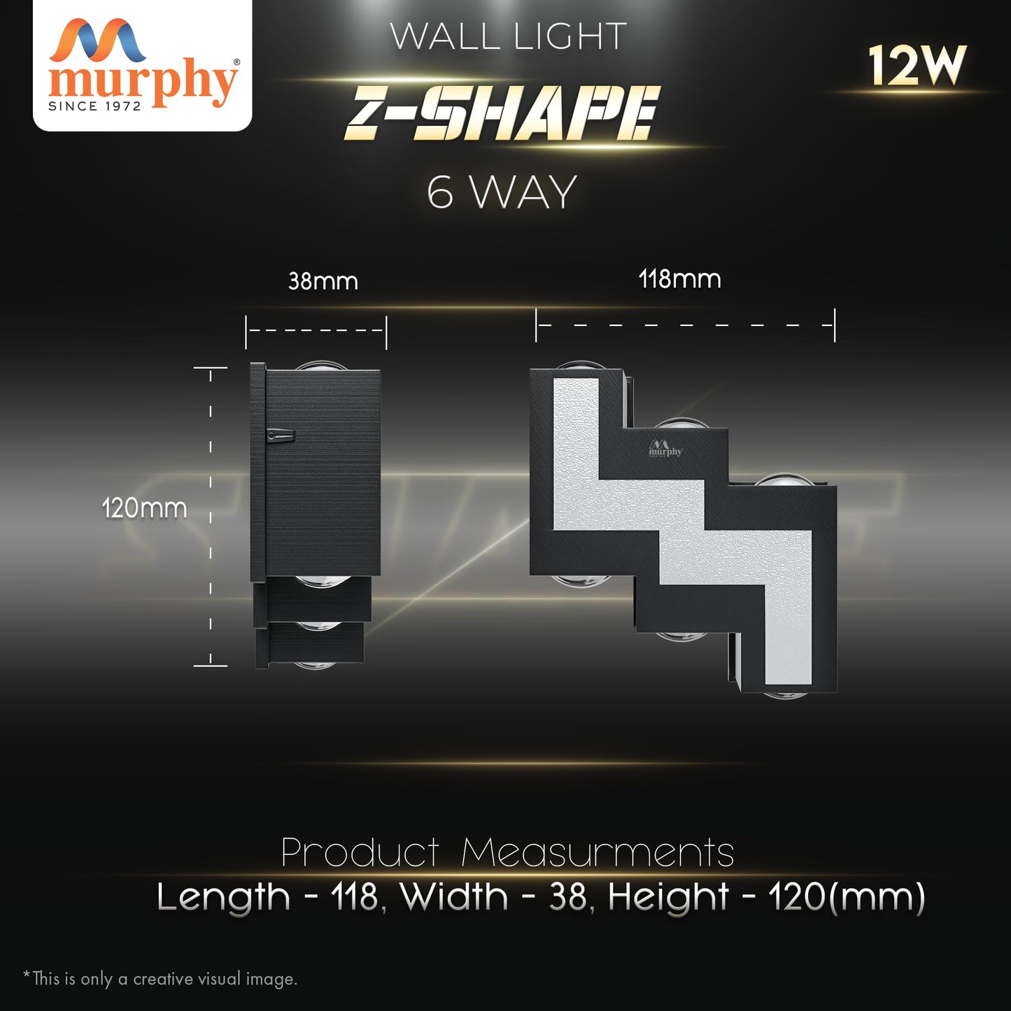 Murphy 12W 6Way Aluminium Led Luxurious Indoor & Outdoor Step Type Up/Down Wall Light Warm White, Shockproof & Rustproof Alluminium Body (3 Up & 3 Down Step)