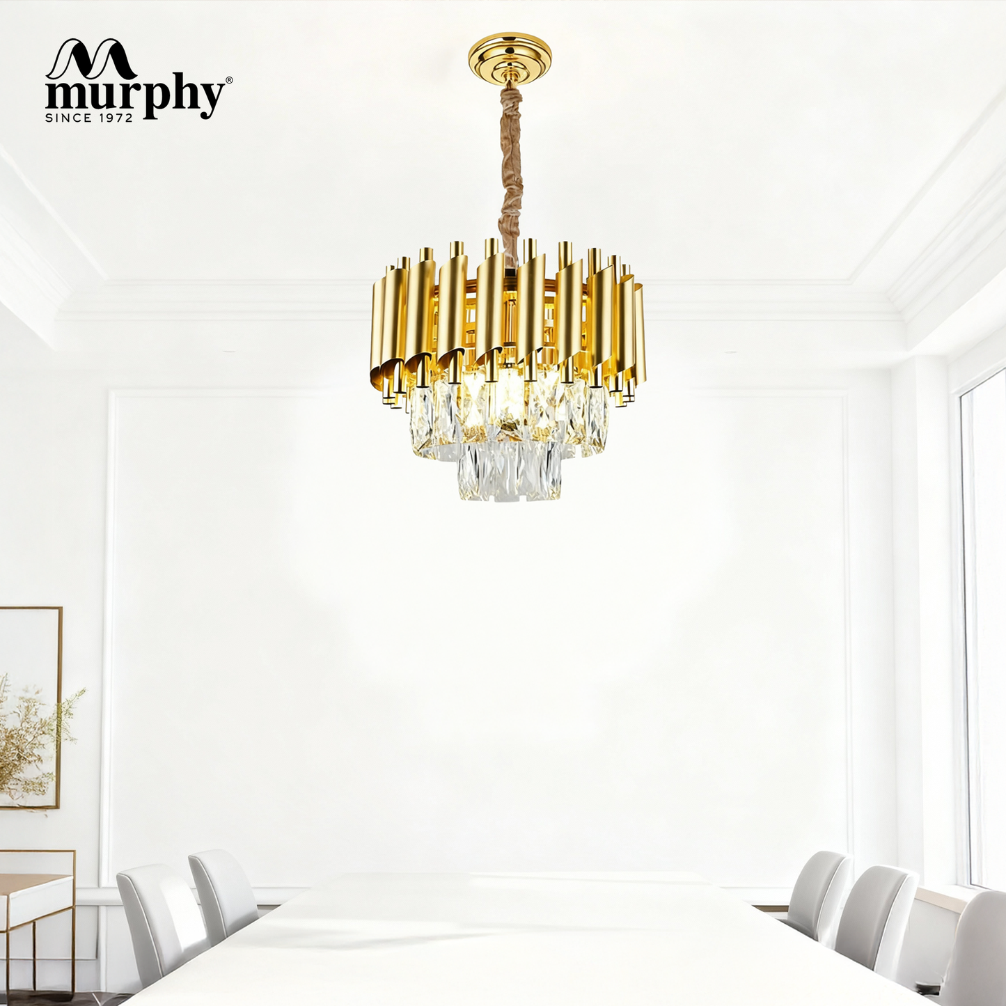 Murphy Golden Mamba Crystal Pendant Light | Luxury Chandelier | Crystal Tube Design | Premium Ceiling Light
