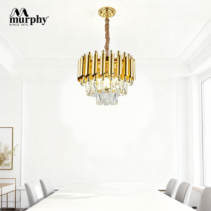 Murphy Golden Mamba Crystal Pendant Light | Luxury Chandelier | Crystal Tube Design | Premium Ceiling Light