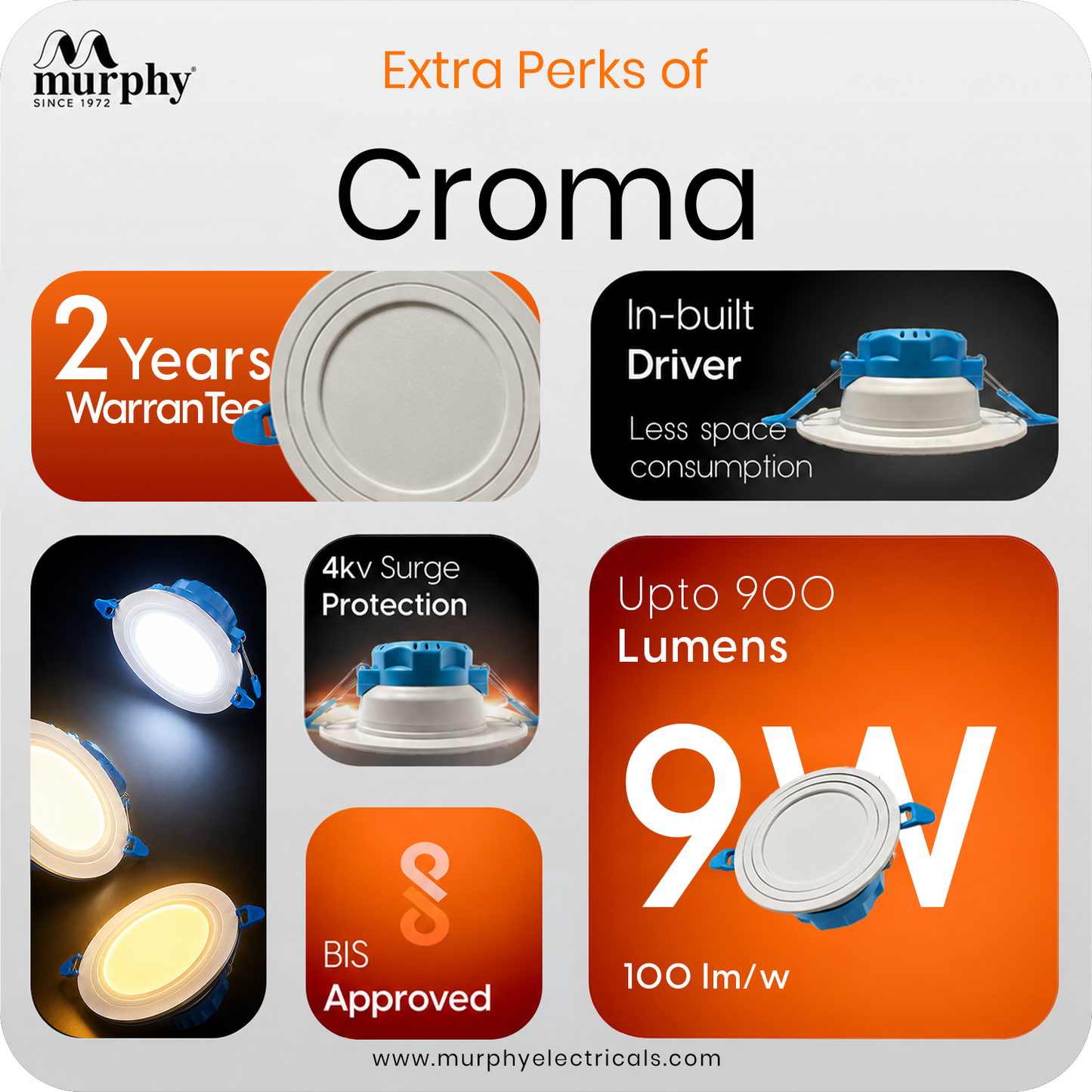 Murphy 9W Croma LED Concealed Box Down Light Warm White