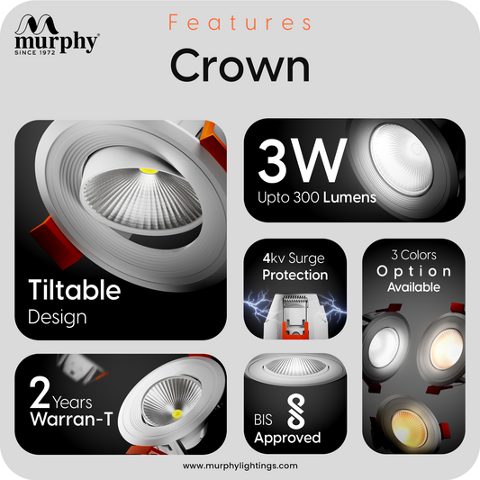 Murphy 3W Crown LED Spot Deep Junction Box Down Light