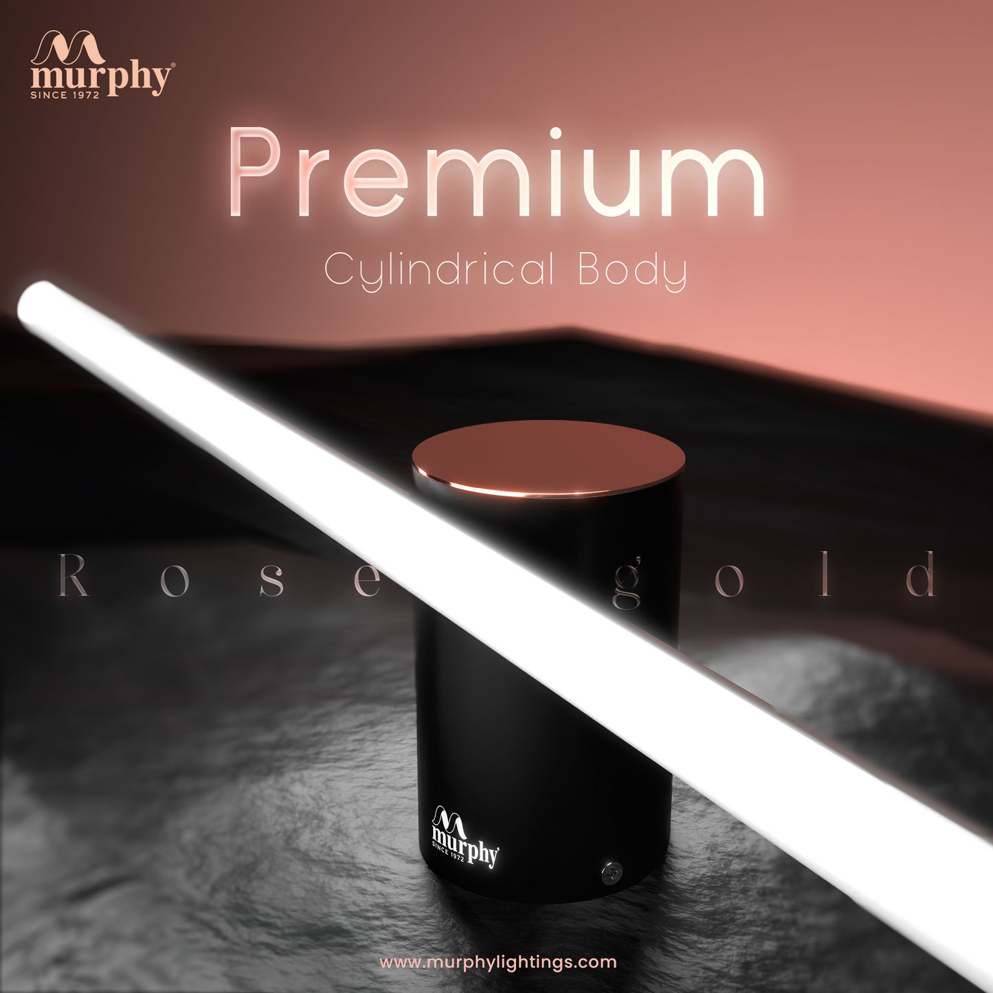 Murphy 12W 2FT 3-IN-1 Colour Rose Gold Finish Mirror Cylinder Shape Light