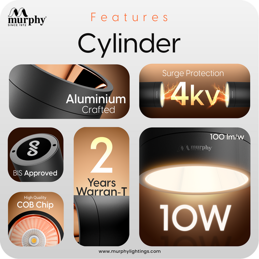Murphy 10W Cylindrical Surface Mounted COB Spot Downlight