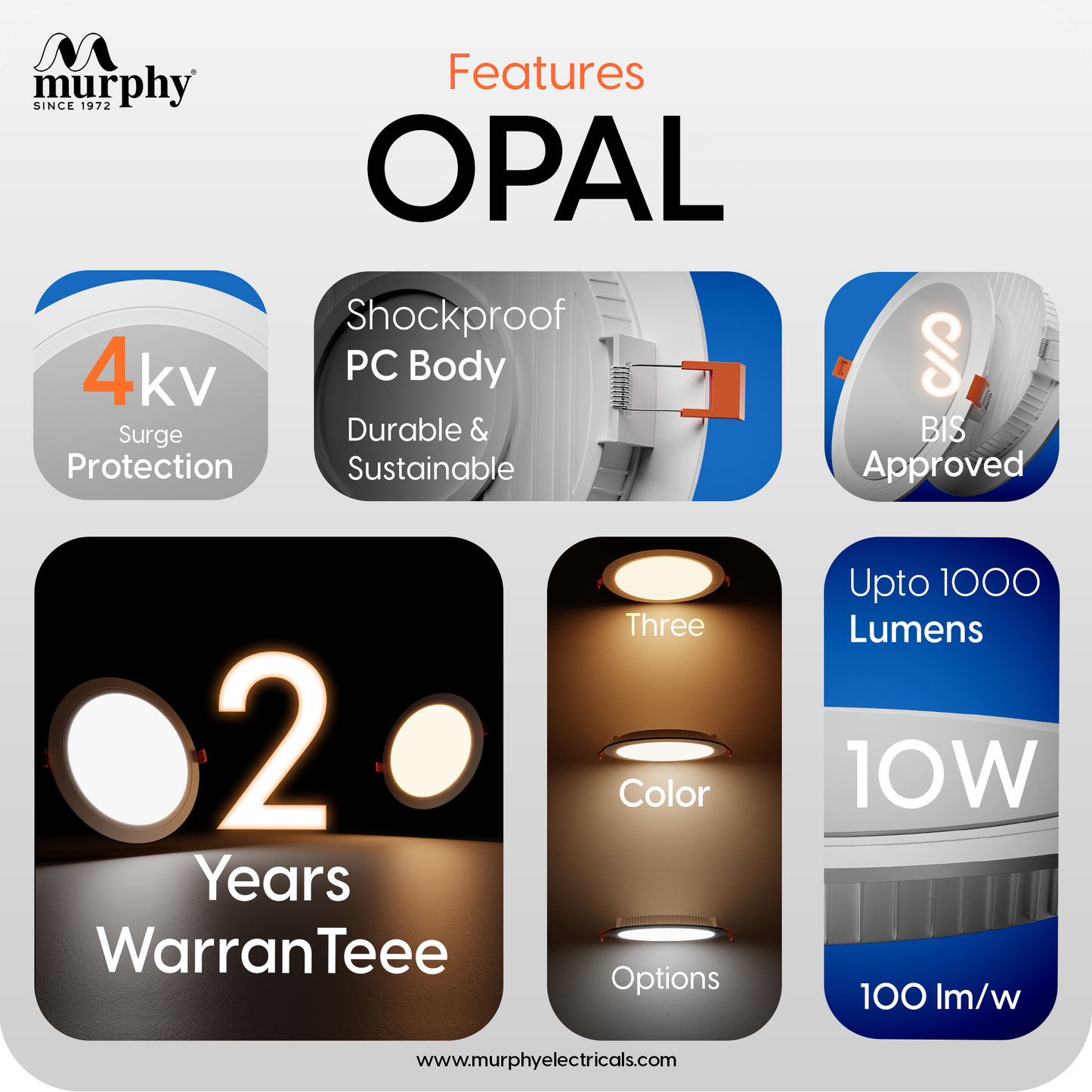 Murphy 10W OPAL Round Recess Panel Light