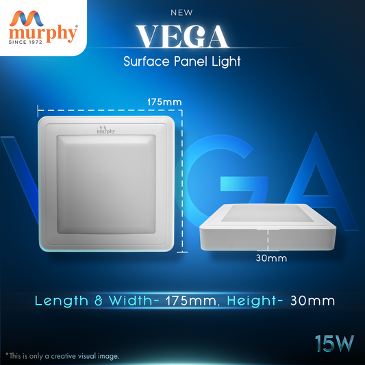 Murphy 15W Vega Square Surface Panel Light