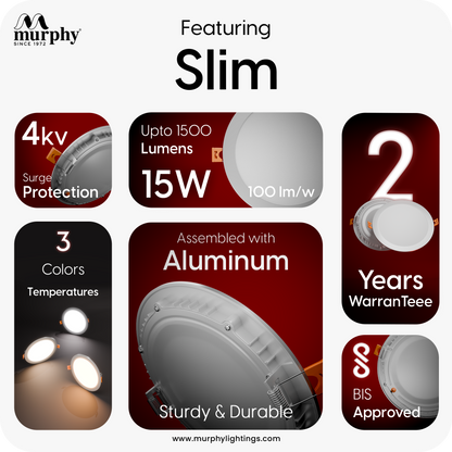 Murphy 15W Slim Round Recess Panel Light