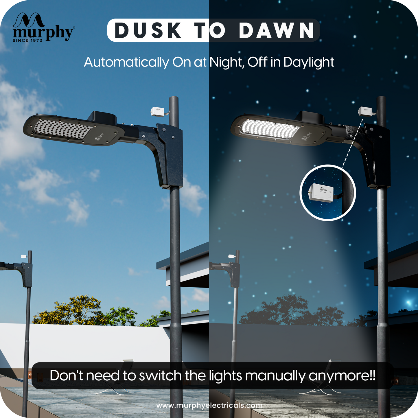 Murphy Velar 50W LED Street Light with Auto On/Off Day Night Sensor | Aluminium Body | IP66 Waterproof | 5000 Lumens | 6500K Cool White | | BIS Certified | 2-Year Warranty