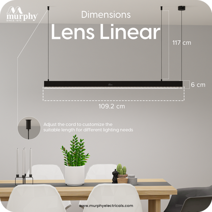 Murphy Black 4ft LED Hanging Profile Pendant Light (Lens Model)