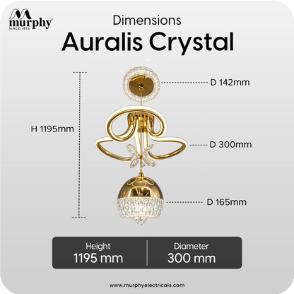 Modern LED Crystal Pendant Chandelier 3 in 1 Color Changing | Adjustable Gold Hanging Ceiling Light for Living Room, Bedroom, Dining Room & Hallway