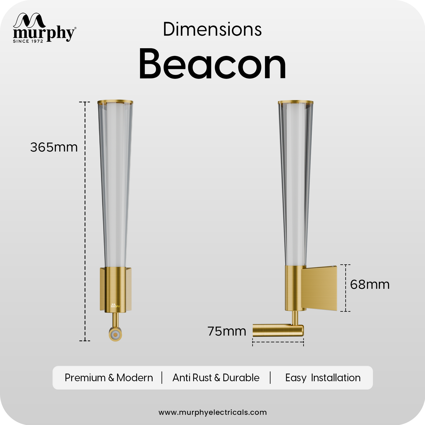 Murphy DualGlow 15W (10W+5W) Wall Light | 3 Color | Gold Finish | With Adjustable Reading Spotlight