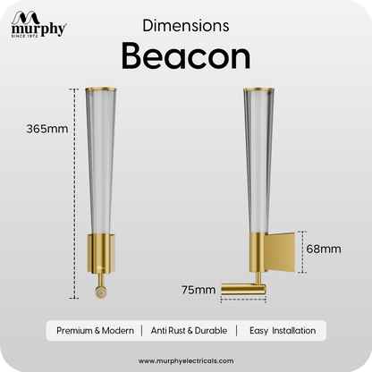Murphy DualGlow 15W (10W+5W) Wall Light | 3 Color | Gold Finish | With Adjustable Reading Spotlight