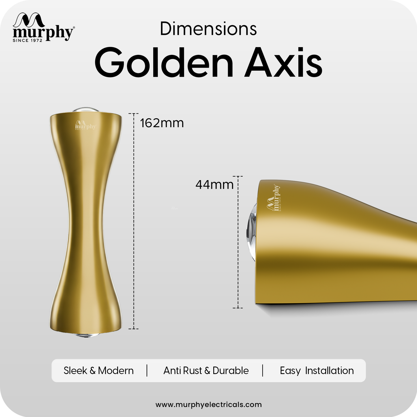 Murphy Golden Axis 6W LED Up Down Wall Light | Warm White | Premium Gold Finish | Aluminium Body | Decorative Indoor Wall Lamp | 2 Year Warranty