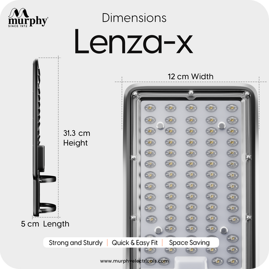 Murphy Lenza-X 50W LED Street Light | Aluminium Body | IP66 Waterproof | 5000 Lumens | 6500K Cool White | BIS Certified | Energy Efficient Outdoor Light | 2-Year Warranty