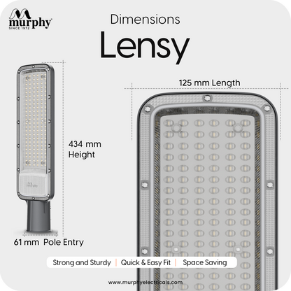Murphy Lensy 100W LED Street Light | 10000 Lumens | BIS Approved | | Aluminium Body | IP66 Waterproof | 6500K Cool White | 4kV Surge Protection | BIS Approved