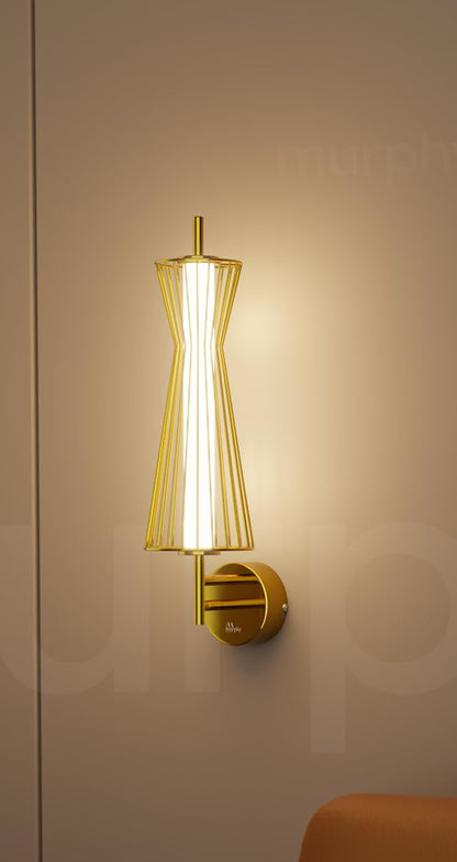 Murphy Cage Line 12W Wall Lamp | 3-in-1 Color Changing LED (Cool White/Warm White/Natural White) with 2-Year Warranty | Premium Golden Finish Decorative Light