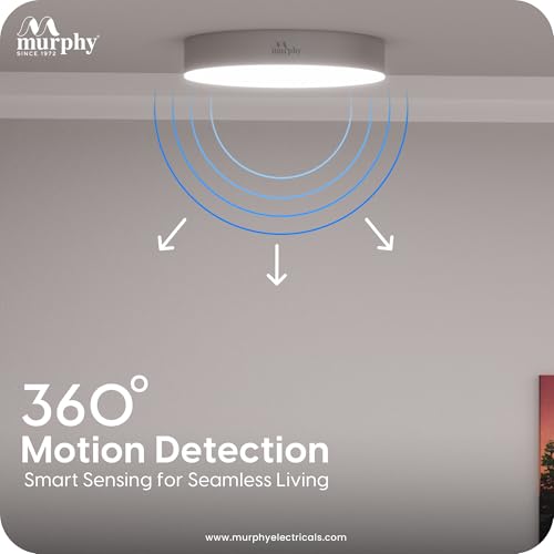 Murphy 10W Surface Mounted Rimless Radar Motion Sensor LED Light (Cool White, Auto ON/Off, White Body) – Smart Ceiling Light for Indoor Use with 6-Month Warranty