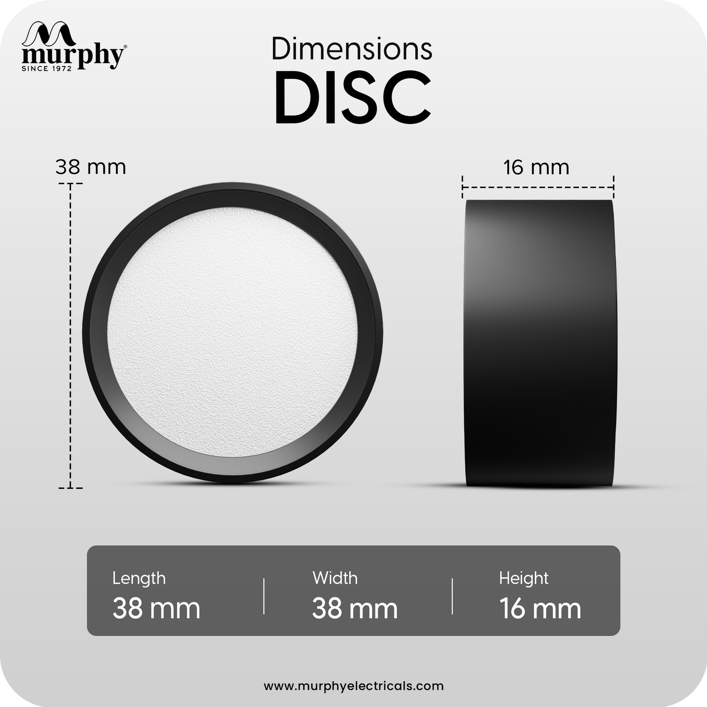Murphy 3W LED Disc Surface Light Black Finish Aluminium Body | BIS Approved