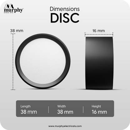 Murphy 3W LED Disc Surface Light Black Finish Aluminium Body | BIS Approved