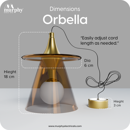 Murphy ORBELLA Pendant 6W LED Hanging Light | 3C Color Changing Warm/Natural/Cool White | Golden Finish Metal & Acrylic | Ceiling Lamp | BIS Approved | 2 Year Warranty