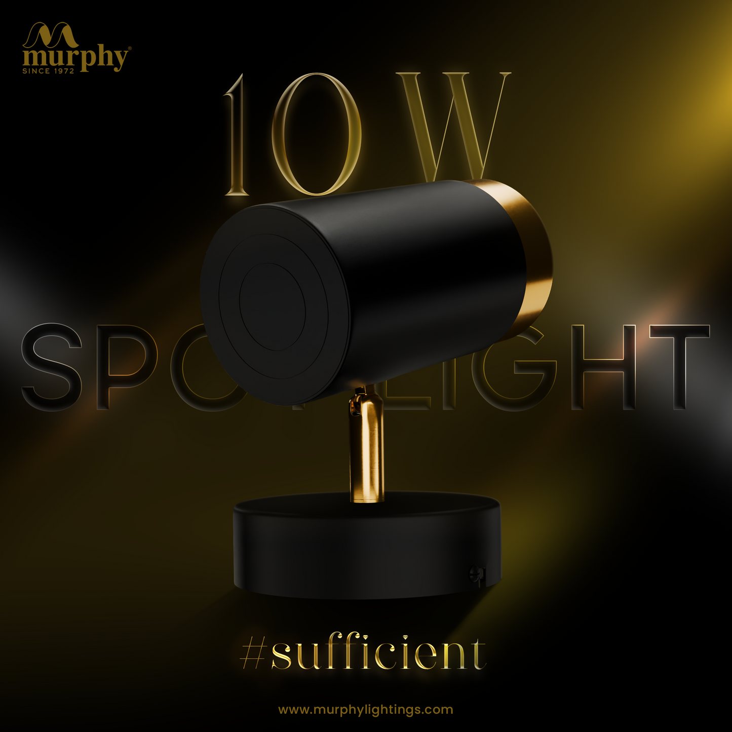 Murphy 10W Black Brass Adjustable Aluminum LED Wall COB Spotlight