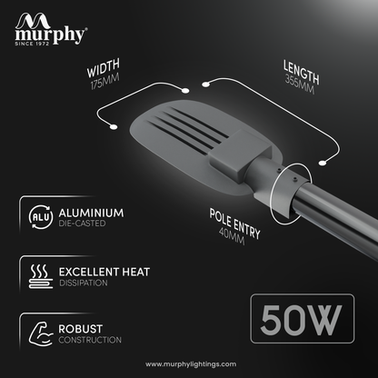 Murphy LED 50W Lenza-X Street Light With Auto On/Off Day Night Light Sensor