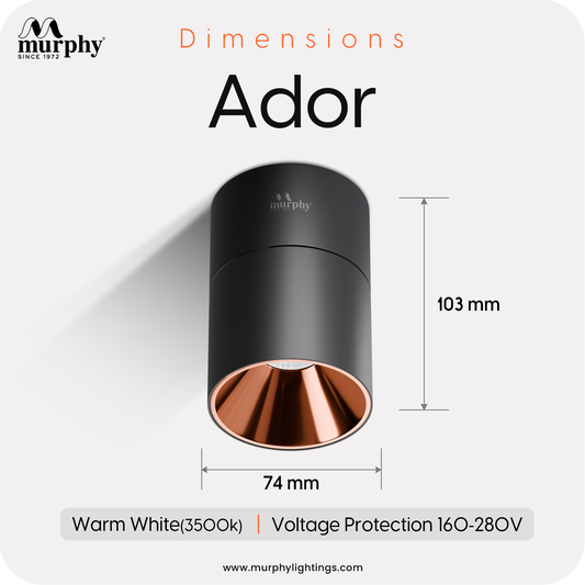 Murphy 12W Black Body Reflective Rose Gold Finish 360 Degree Adjustable LED Surface COB Light - Wall/Ceiling Mountable