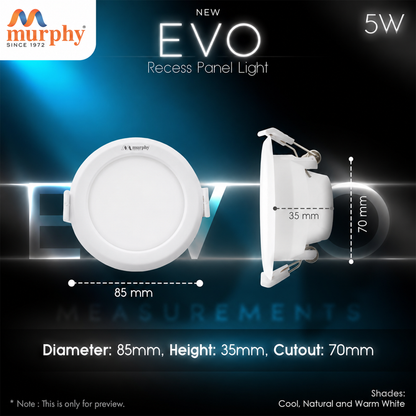 Murphy 5W Evo Round Recess Panel Light