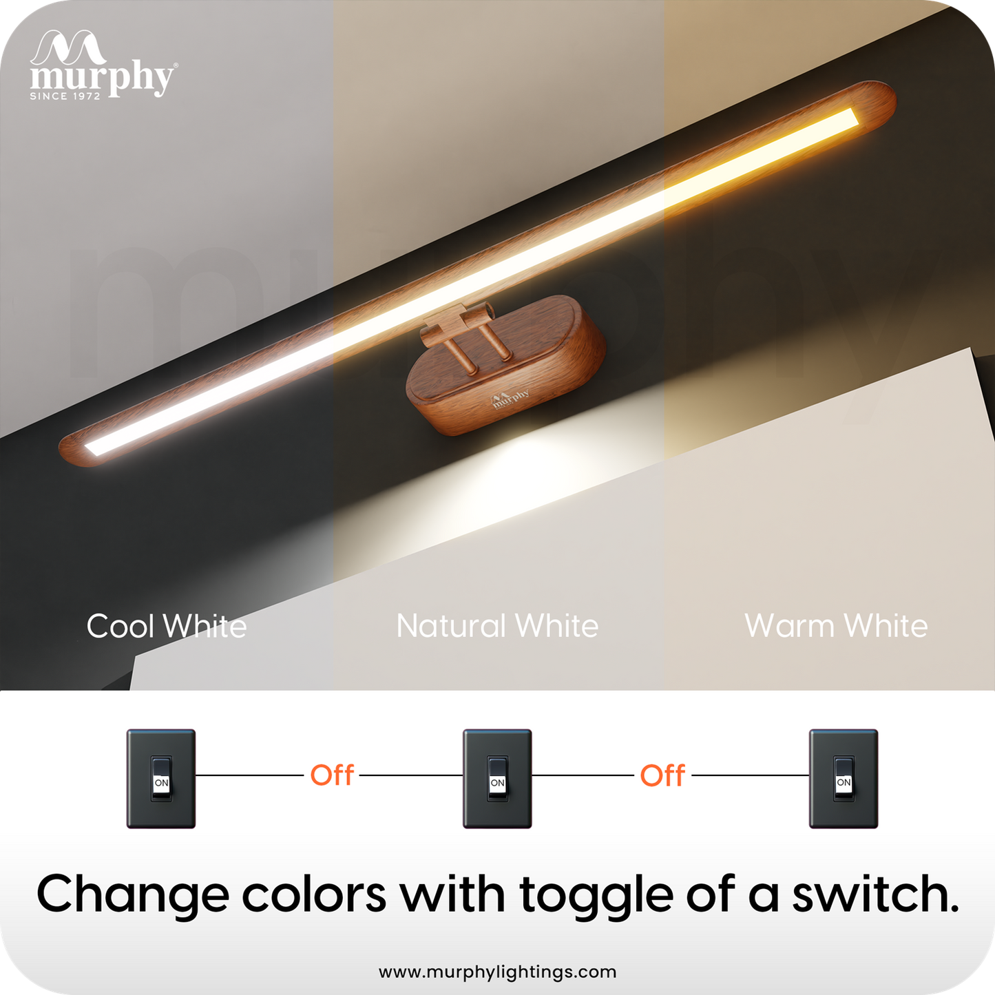 Murphy 6W 3-IN-1 Wooden Finish Mirror Light