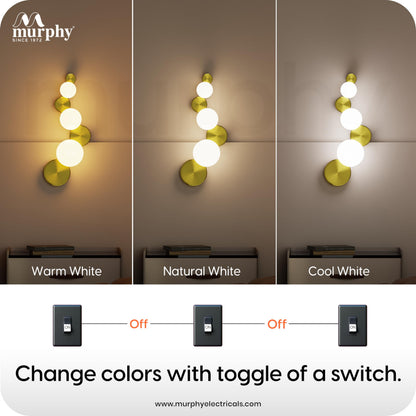 Murphy Moon Stone 12W LED Wall Light | 3 Color | Gold Finish |