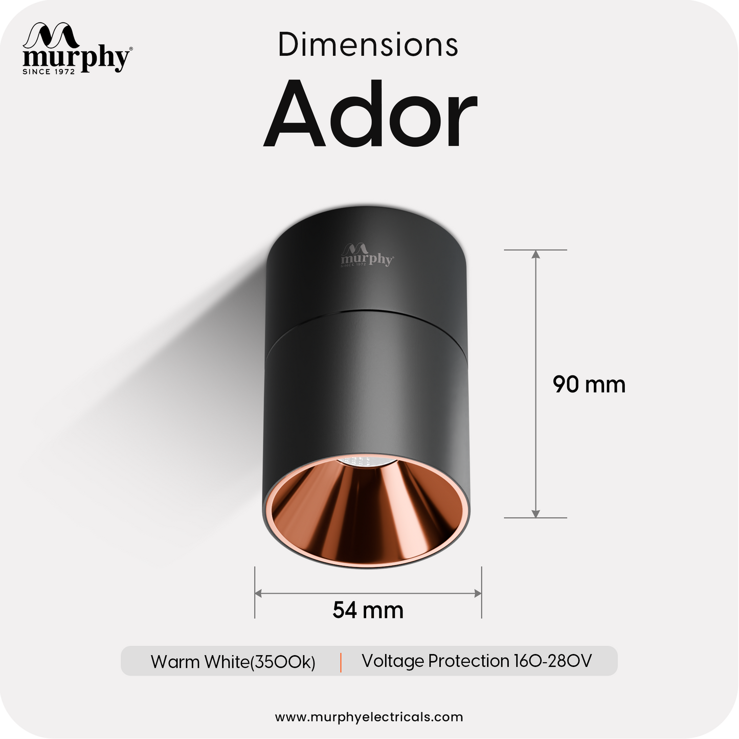Murphy Ador 6W LED COB Surface Spot Light | Rose Gold Reflector | Warm White | 360° Rotatable | Aluminium Body | BIS Approved