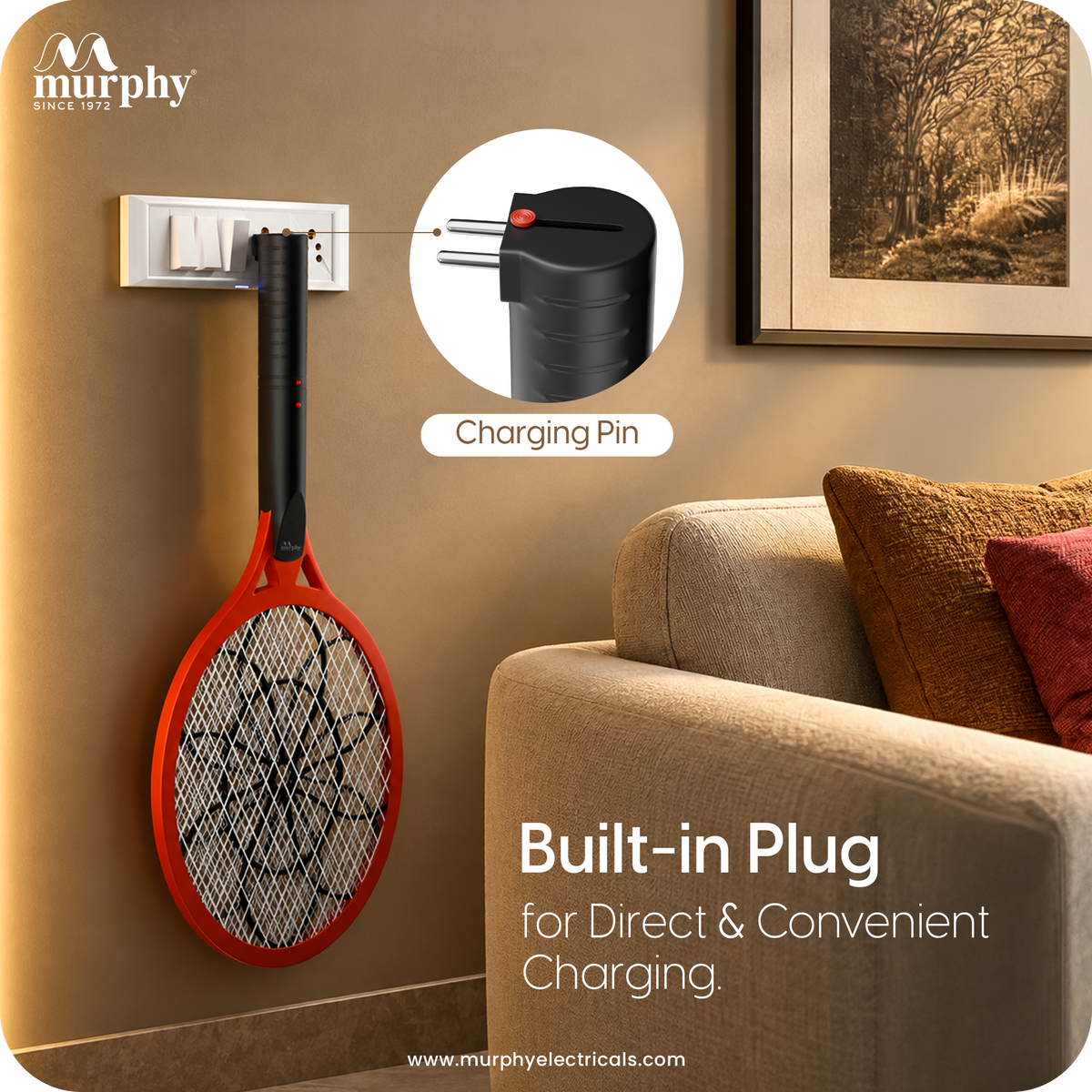 Murphy Anti Mosquito Racket with LED Torch | Rechargeable Electric Mosquito Bat | High Power Insect Killer Racket | 6 Months Warranty | Made in India