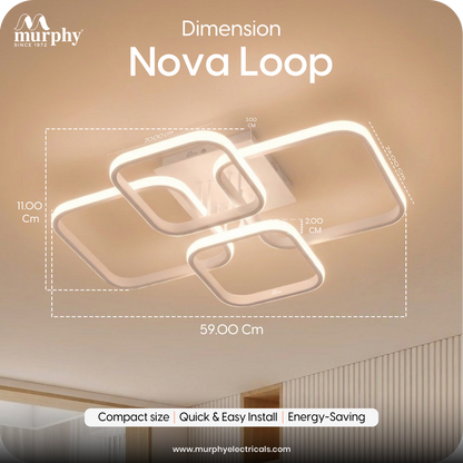 Murphy LED Ceiling Light | 40W 3 Color (Warm/Natural/Cool) | Geometric Flush Mount Acrylic Light for Living Room, Bedroom, Dining Room & Hallway
