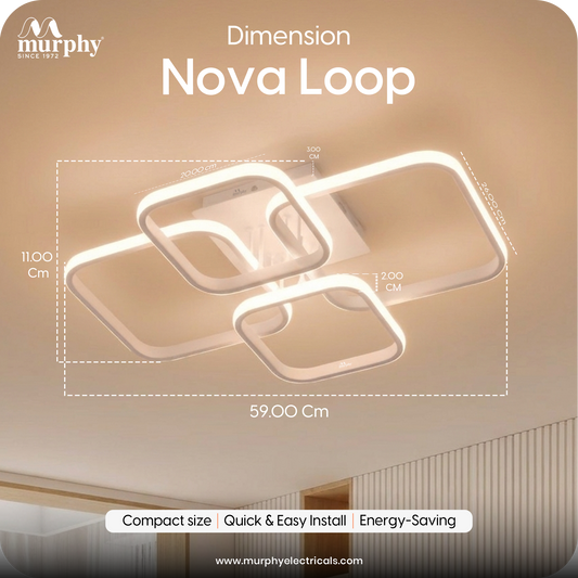 Murphy LED Ceiling Light | 40W 3 Color (Warm/Natural/Cool) | Geometric Flush Mount Acrylic Light for Living Room, Bedroom, Dining Room & Hallway
