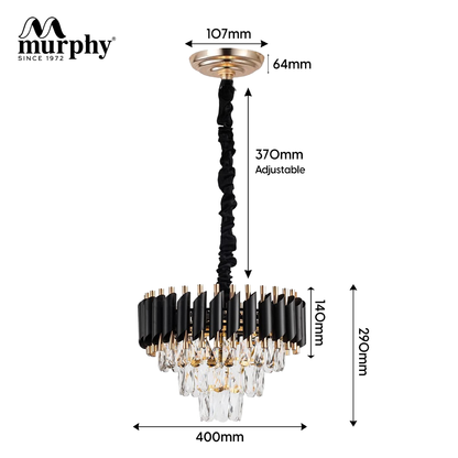 Murphy Black & Gold Crystal Pendant Light | Luxury Chandelier | Crystal Tube Design | Premium Ceiling Light