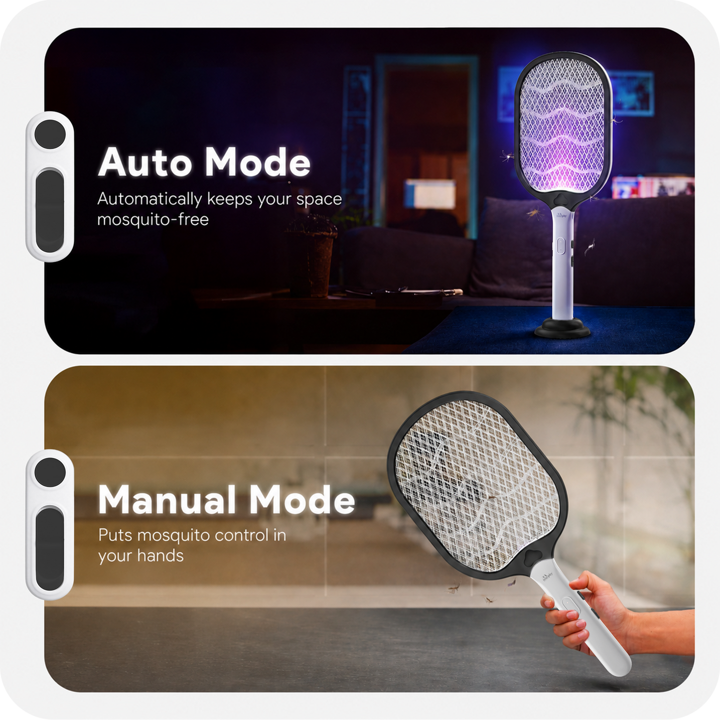 Murphy Smart UV Auto Kill Mosquito Racket with Stand | Type-C Fast Charging | 1200mAh Rechargeable Battery | Auto & Manual Mode | 3-Layer Safety Mesh | Instant Kill | 6 Months Warranty