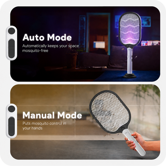 Murphy Smart UV Auto Kill Mosquito Racket with Stand | Type-C Fast Charging | 1200mAh Rechargeable Battery | Auto & Manual Mode | 3-Layer Safety Mesh | Instant Kill | 6 Months Warranty