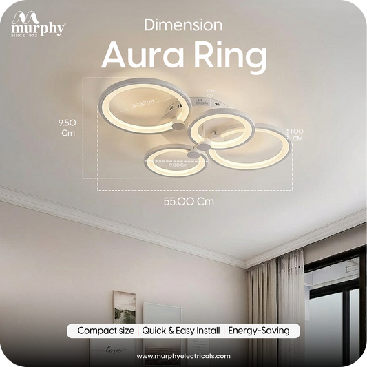 Murphy LED Ceiling Light | 40W 3 Color (Warm/Natural/Cool) | Geometric Flush Mount Acrylic Light for Living Room, Bedroom, Dining Room & Hallway
