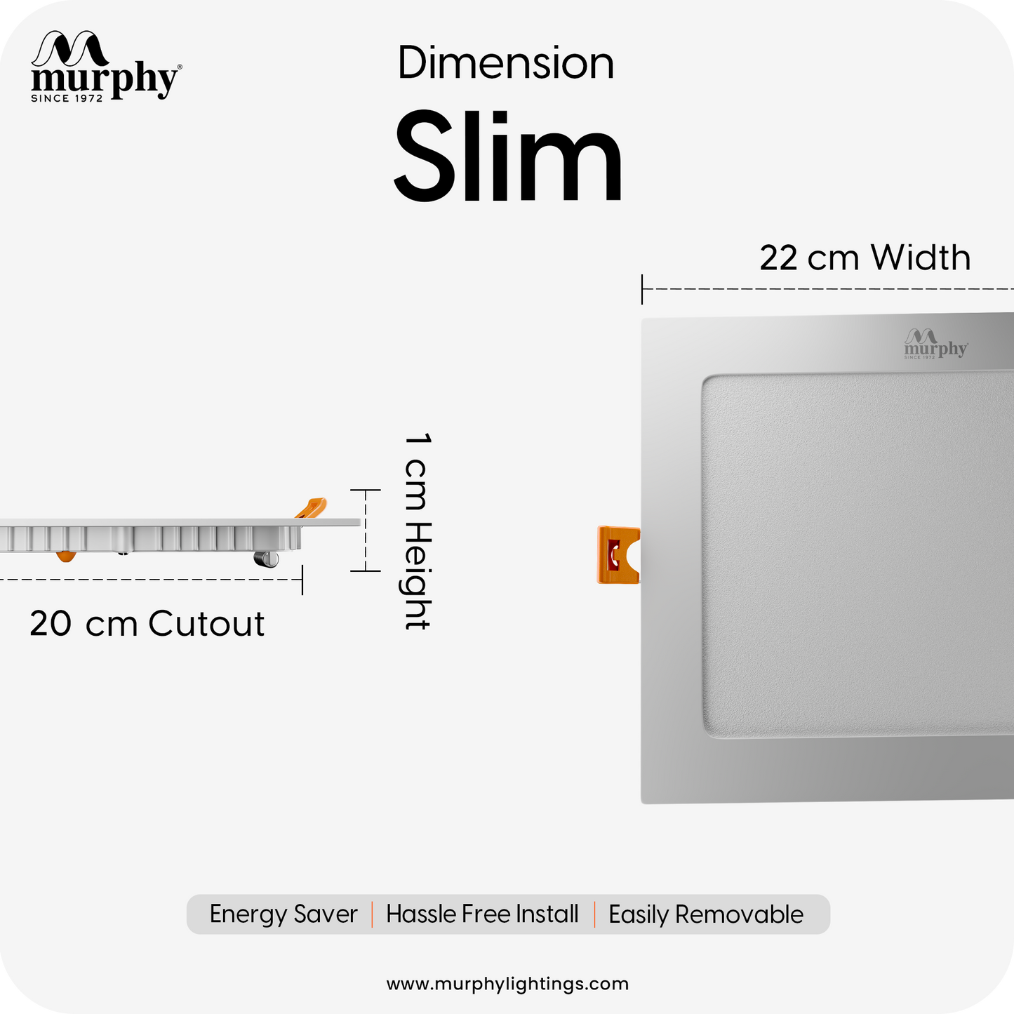 Murphy 22W Slim Square Recess Panel Light