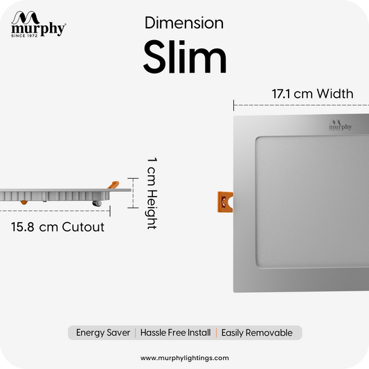 Murphy 15W Slim Square Recess Panel Light
