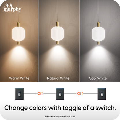 Murphy Mist Dome Hanging Bulb Light | Modern Pendant Light for Home Décor | Matte White & Gold Designer Hanging Lamp | Ceiling Pendant for Living Room, Bedroom, Dining, Café, Kitchen