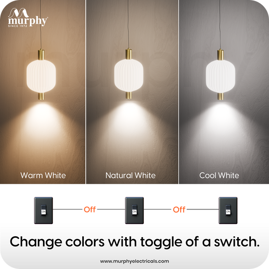 Murphy Mist Dome Hanging Bulb Light | Modern Pendant Light for Home Décor | Matte White & Gold Designer Hanging Lamp | Ceiling Pendant for Living Room, Bedroom, Dining, Café, Kitchen