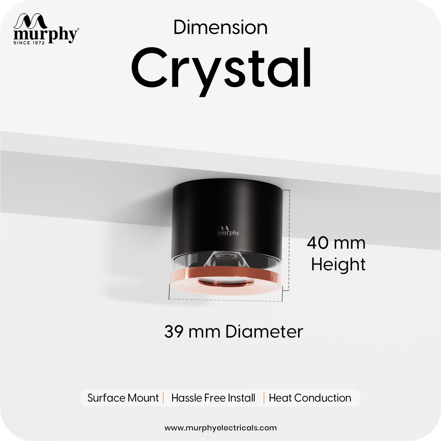 Murphy 3W Crystal Black Rose Gold Cylindrical COB Surface Light